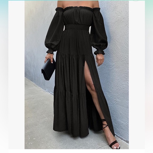Dresses | Black Bohemian Gypsy Dress Enchanted Empress Off Shoulder ...